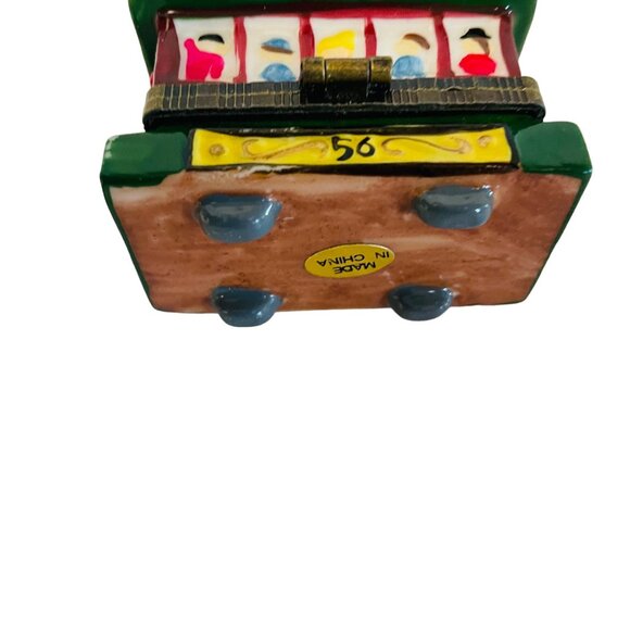 Vintage Ceramic Trolley Trinket Box 2" x 1/2" Comes with Mini BellInside - Picture 5 of 7